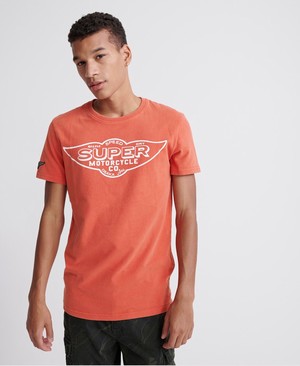 Superdry Merch Store Band Férfi Pólók Piros | WORKE4172